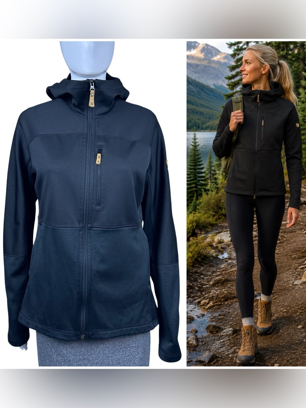 Fjallraven Abisko Trail Fleece Full Zip Jacket Hoodie Womens L Hiking Gorpcore